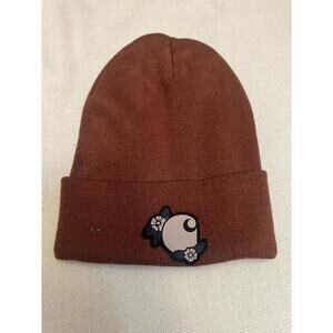 Carhartt Women’s Floral Patch Beanie Cuffed Sable Red Winter Cap Hat Knit